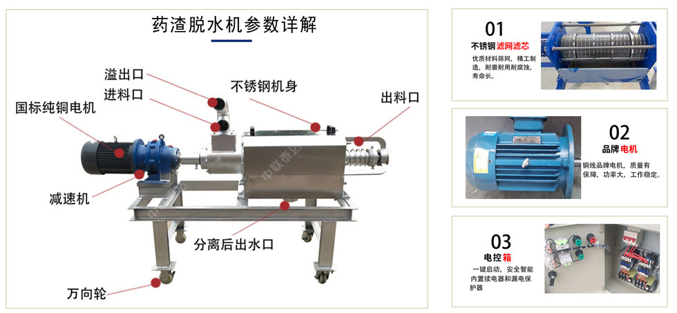 藥渣擠壓脫水機技術(shù)參數(shù)